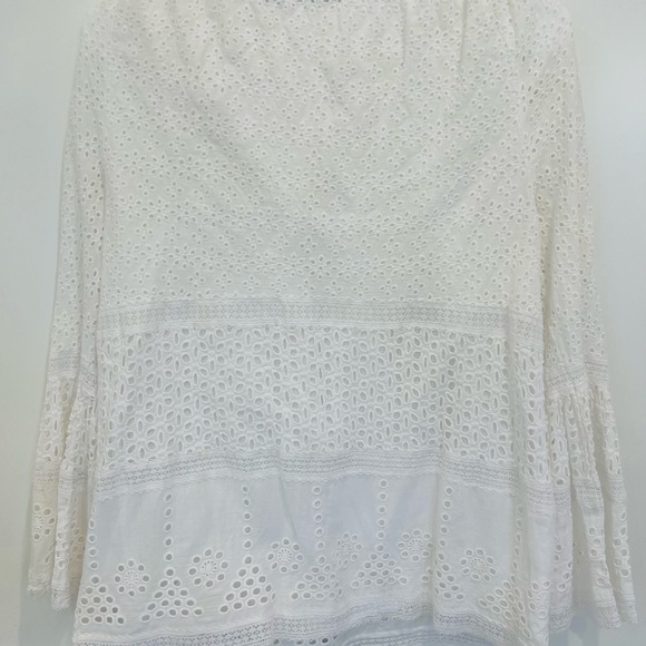 Ralph Lauren White Eyelet Tie-Neck Peasant Tunic - Picture 4 of 4